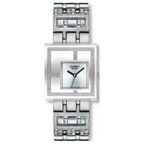 SWATCH quartz movement 30 meters waterproof women's watch Swiss watch 32.3*34.5mm silver dial stainless steel case stainless steel strap YUS100G kvarcas