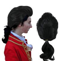 Wig cap, long black ponytail wig, European style men's wig, prince role-playing wig One size fits all adults juoda