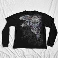 VibeStreet Y2K Cyber Coss Wings Print T-shirt Skull Graphic Long Sleeve Tees Grunge  Fairy Vintage Baggy Top Gothic Clothes S pilka spalva
