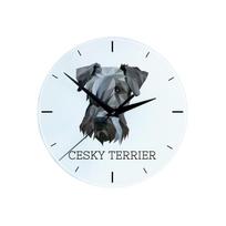 Terier Czeski, Cesky Terrier -Geometryczny Zegar Ścienny Ze Zdjęciem I Napisem Marki Art-Dog