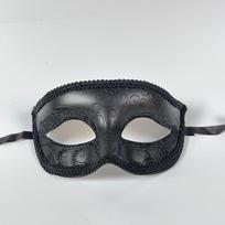 Egzotiška Kalėdinė Maskarado Drožinėta Kaukė - Plokščio Viršaus Dizainas Paslaptingai ir Seksualiai Vakarėlio Atmosferai juoda