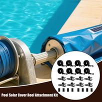 8 Pieces Solar Cover Reel Attachment Kit Reel Blanket Straps 8 Touch Fastener 8 Clips Inground Swimming Pool Solar Cover Straps CN