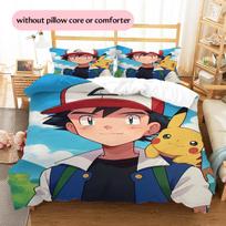 Animacinių Pokémonų Rašto Patalynė Namų Dekoras Gimtadienio Dovana (1 * antklodės užvalkalas + 2 * pagalvės užvalkalai, be šerdies) 135x200cm