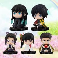 Oficiali Demon Slayer Anime figūrėlė Aukštos kokybės veikėjo modelis Q versija Kolekcionuojama statulėlė PVC Dovana gerbėjams Žaislas Gimtadienio dovana gray