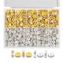 Bulk Pack of 600 Sparkling 8mm Silver Gold Rondelle Loose Beads Crystal Rhinestones Spacer Bead Beading Accessories 1