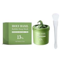 Holy Basil Bubble Deep Mask - Deep Cleansing Clay Face Mask for Purifies Pores & Blackheads, Wash-Off Treatment for Glowing Skin, Control Excess Oil, 1PCS