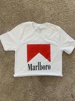 Cigaretės Logotipas Nusidėvėjęs Trumpomis Rankovėmis Trumpas Viršutinis Drabužis | Vakarų Mados Dydžiai S-XL L