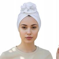 Klasyczny Turban Z Różą Mussa Biała Z Muślinu Bawełnianego Komfort I Styl