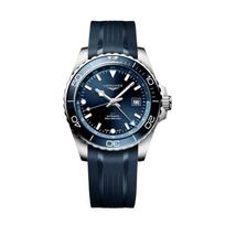 LONGINES HYDROCONQUEST Concas nardymo serijos GMT automatinis mechaninis laikrodis 300 43 mm mėlynas ciferblatas nerūdijančio plieno korpusas guminis dirželis L3.890.4.96.9 mėlyna
