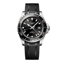 LONGINES HYDROCONQUEST Concas diving series GMT automatic mechanical movement 300 43mm black dial stainless steel case rubber strap L3.890.4.56.9 juoda