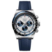 LONGINES Concas serijos automatinis mechaninis laikrodis 100 metrų atsparumas vandeniui vyriškas 42 mm sidabrinis ciferblatas nerūdijančio plieno korpusas guminis dirželis L3.835.4.98.9 sidabras