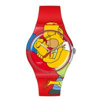SWATCH Quartz Movement Analog Unisex Swiss Watch 41mm Red Dial Plastic Case Silicone Strap SO29Z120 kvarcas