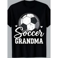 European Size Soccer Grandma Graphic TShirt Funny Soccer Ball & Heart Design with Soccer Mom & Grandma Lettering Casual Loose Fit Round Neck Tee S įvairiaspalvis