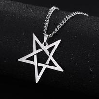 Dawapara Inverted Pentacle Necklace Gothic Pentagram Pendant Occult Amulet Witchcraft Stainless Steel Jewelry