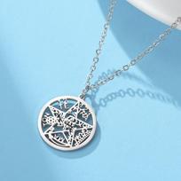 Tetragrammaton Pentagram Women Necklaces Witch Knot Double Protection Witchcraft Amulet Stainless Steel Irish Jewelry