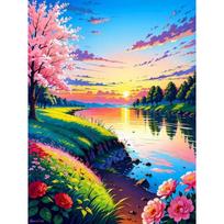 GATYZTORY Acrylic Painting By Numbers Paint Kit Coloring By Numbers On Canvas Sea View Wall Art For Handiwork Gift For Adults 30x20cm no frame