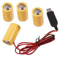 USB Power Converter DC Buck Boost Battery Eliminator Replace 4pcs 1.5V LR14 C Connect for LED Light beige