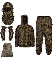 Kvėpuojantis kostiumas, moteriškas, lengvas, laukinio lapų dizaino Woodland Hunter Ghillie kostiumas su gobtuvu L žalia