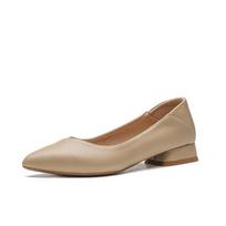 222 nude thick heel pointed single shoes women's new soft sole comfortable work career interview low heel work shoes 35 kūno spalva