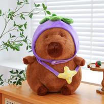 New lotus eggplant hat backpack capybara doll ugly cute kapibara dolphin boy plush toy grab machine 35cm
