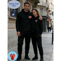 Skeleton & Heart Couple Hoodie & Pants Set – Nail That Edgy-Romantic Street Look in One Outfit S balta