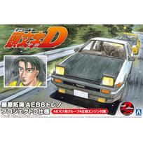 Aoshima Bunka Kyozai Initial D Takumi Fujiwara AE86 Trueno Project D Specification Scale Plastic Model No.1 1/24 balta