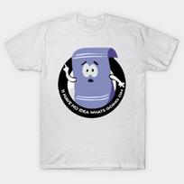 Men Black Print T-shirt I Love Towelie T Shirt South Park No-Cut Transfer Paper Print Cotton Tshirt 4XL balta