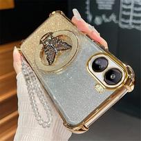 For Honor Magic 8 Lite 7 6Lite 5 6 7 Pro Glitter Butterfly Crystal Bracelet Holder Case Shockproof Soft Cover For Magic 7Lite For Honor X9A