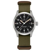 HAMILTON Khaki Field Series Manual Mechanical Movement 50 Meters Waterproof Men's Watch 40mm Black Dial Stainless Steel Case Fabric Strap H69509930 juoda