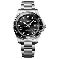 LONGINES Concas nardymo serija GMT automatinis mechaninis judesys 300 metrų laikrodis 43 mm juodas ciferblatas nerūdijančio plieno ir keramikos korpusas L3.890.4.56.6 juoda