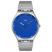 SWATCH Essentials serijos Kvarcinis mechanizmas Atsparus vandeniui iki 30 metrų Unisex Šveicariškas laikrodis 42 mm Mėlynas ciferblatas Nerūdijančio plieno apyrankė SS07S157M mėlyna