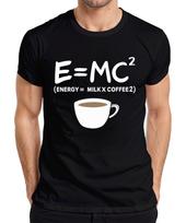 E=MC2 kavos formulė fizikos entuziasto šūkis rytinė kava Albertas Einšteinas vyriški marškinėliai- S įvairiaspalvis