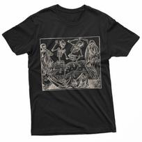 Dance of Death Macabre Skeleton Gothic Fan T-Shirt S įvairiaspalvis