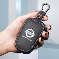 BMUOMP1 Leather KeyChain Key Bag Storage Wallet Auto Badge Protective Case for NISSAN Altima Versa Sunny Teana Qashqai X-Trail Juke juoda