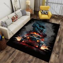 Fiery chaos vintage car explosion carpet Yoga living room room decor children's crawling mat doormat area rug games mat 40x60cm