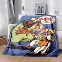 Mosaik Abrafaxe Cartoon Flannel Blanket, Das Grosse Rennen Um Die Welt Vintage Comic Throw, Sofa Decor Gift For German Comic Fans 80cm x 120cm