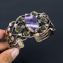 Sage Ametisto Brangakmenis Gryno Vario Viela Apvyniotas Rankų Darbo Apyrankė/Bangle Papuošalas Adjustable violetinė