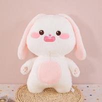Cute fat rabbit plush toy doll white bunny doll big eared rabbit bed sleeping pillow birthday gift 30cm【0.17kg】