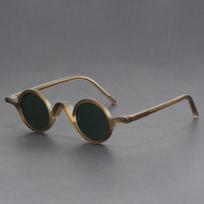 Peekaboo small frame round sunglasses for women vintage unisex TR90 retro polarized sun glasses for men acetate korean style alyvuogių žalios spalvos