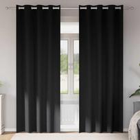 Užuolaidos su žiedais blokuojančios šviesą 2 pcs Juoda