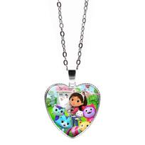 Gabby Dollhouse Heart Necklace Colorful Beaded Bracelet Cute Cartoon Anime Cosplay Jewelry Accessories Kids Girls Birthday Gift