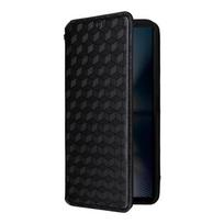 Skirta Xiaomi 17T Pro stereoskopinių linijų atverčiamas piniginės dėklas PU odos dėklas-piniginė Skirta Xiaomi 17T Pro 3D magnetinis telefono dėklas For Xiaomi 17T Pro juoda