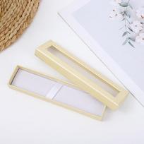 Rectangular Solid Color Pen Box with Transparent Window 17x4.3x2.3 cm smėlis