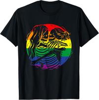Lesbian Skeleton Love For Couple Lesbian LGBT Pride T-Shirt S įvairiaspalvis
