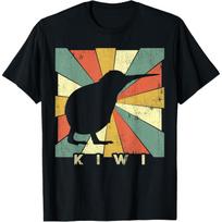 Kiwi Bird Silhouette Retro Sunset Graphic TShirt Unisex Casual Cotton Short Sleeve Tee S įvairiaspalvis