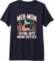 Cute Mermaid MER-MOM Diving Into Mom Duties Vacay Sea Premium Tri-blend T-Shirt S įvairiaspalvis