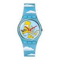 SWATCH × The Simpsons Quartz movement 30 meters waterproof Unisex Swiss watch 34mm blue dial plastic case silicone strap SO28Z115 mėlyna
