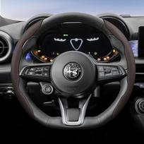 AGL1 Suitable for Alfa Romeo Breathable Hole Leather Steering Wheel Cover Segmented 159 147 Gt Giulietta Mito Giulia Stelvio Tonale
