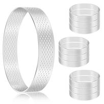 ABWR-10Pcs Circular Tart Rings With Holes Stainless Steel Fruit Pie Quiches Cake Mousse Mold Kitchen Baking Mould