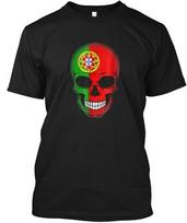 Portugal Flag Skull T-Shirt Made in the USA Size S to 5XL S įvairiaspalvis